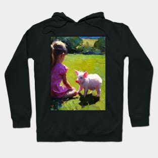 baby and pig animal Hoodie